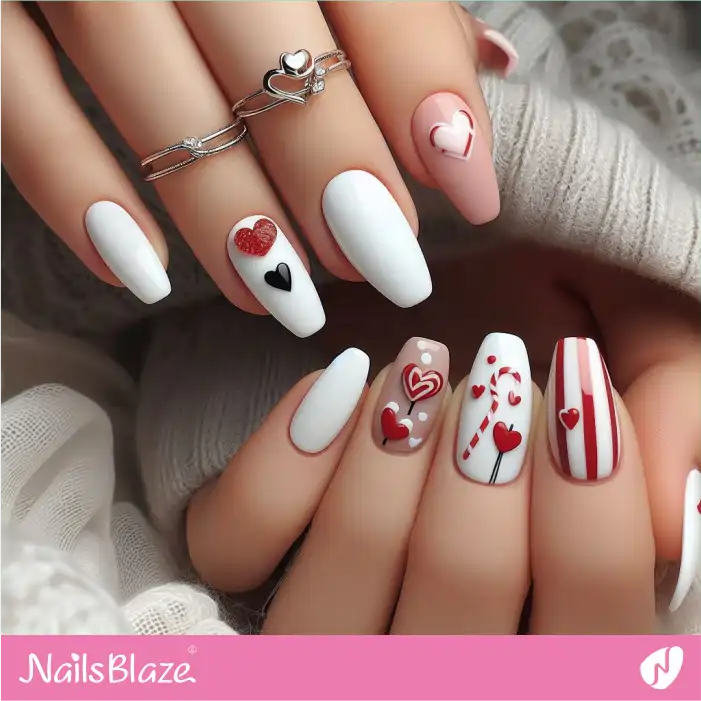 Lollipop Design Valentine Nail Art | Valentine Nails - NB2212